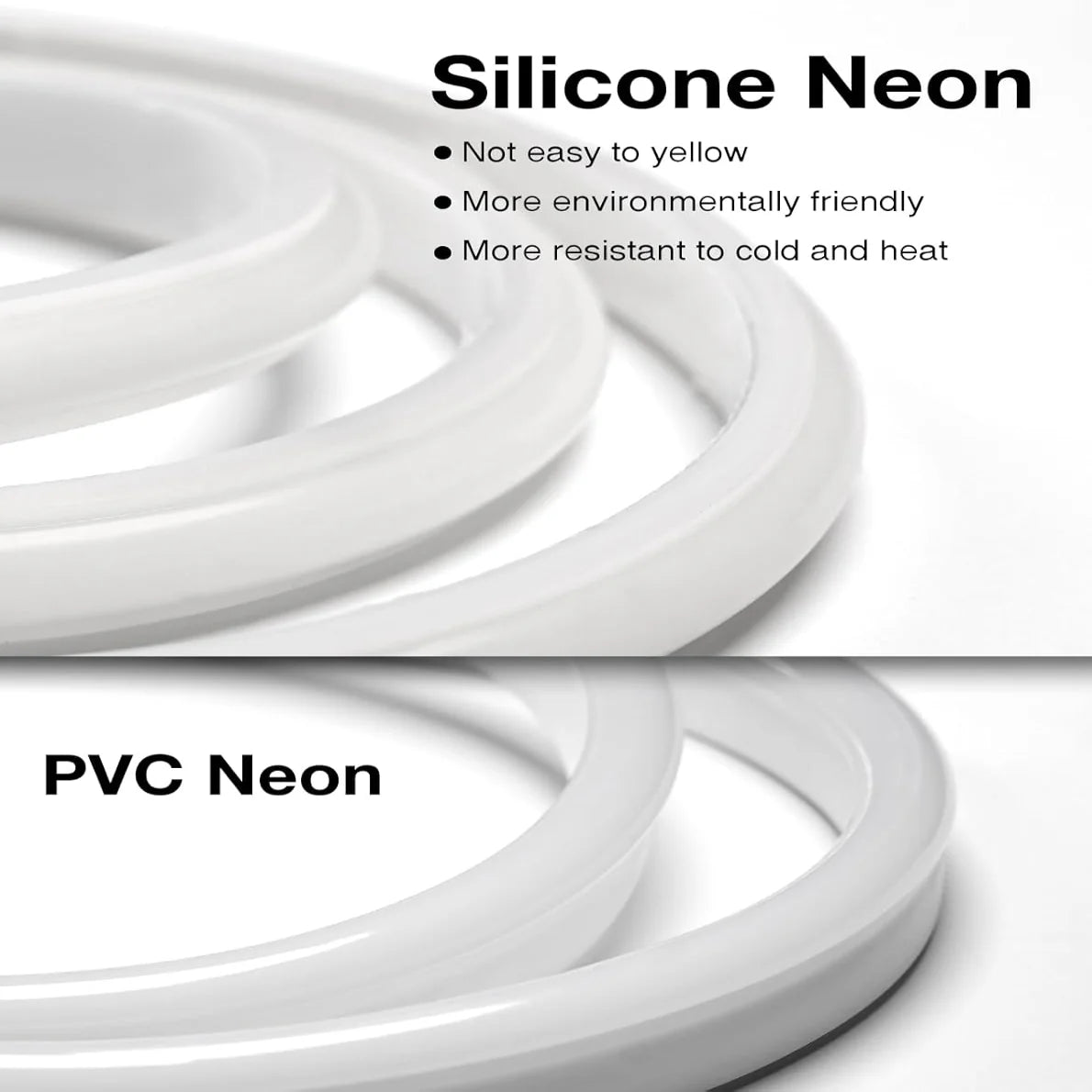 SLN08 Dotless Neon LED Strip Light 110-120V IP65 Outdoor, Dimmable, High-Voltage Silicone with Adhesive