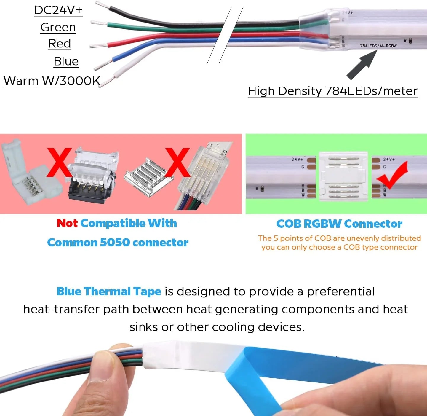 SLD06 Dotless Linear LED RGBW Color Changing 6W/ft COB Strip Lights IP20/IP67 Low Voltage 12mm DC24V Tape Light