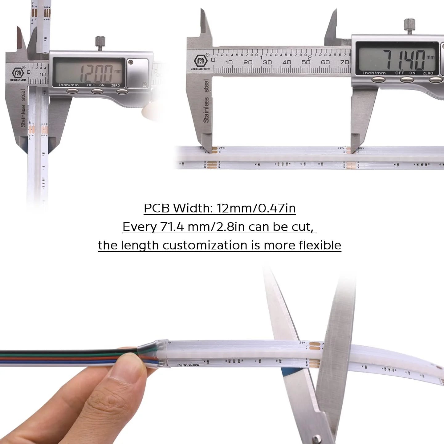 SLD06 Dotless Linear LED RGBW Color Changing 6W/ft COB Strip Lights IP20/IP67 Low Voltage 12mm DC24V Tape Light